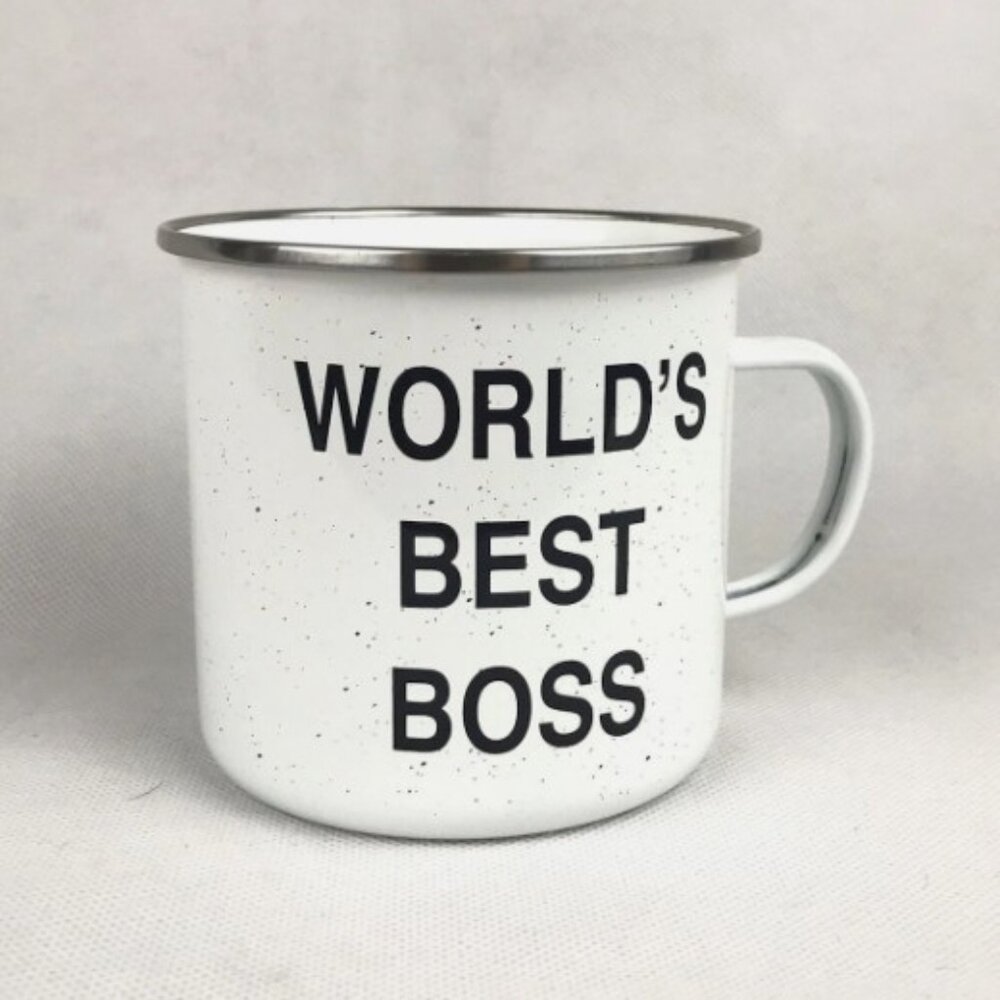World’s Best Boss "The Office" Lovers Coffee Cup 22 oz 650 ml Enamel Camper Mug